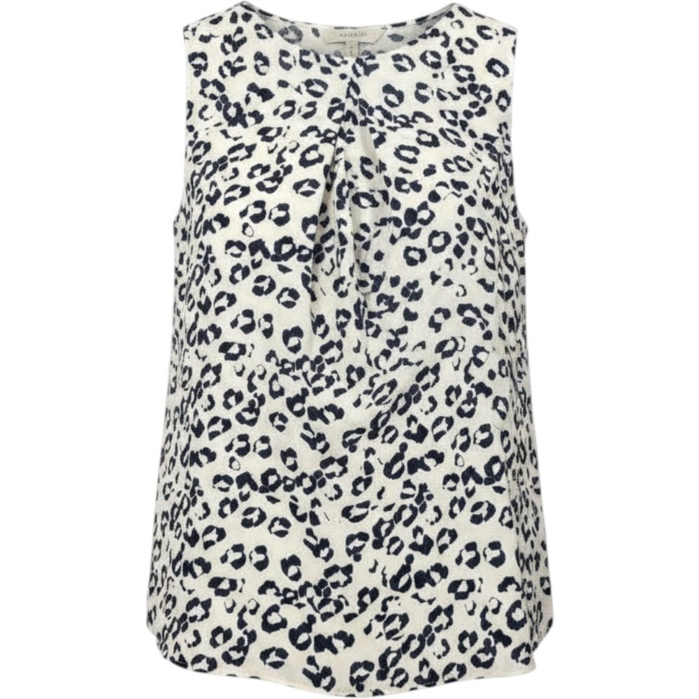 NWT Banana Republic Blouse Womens XS Blue Cream Animal Print Sleeveless V-Neck - Picture 1 of 4